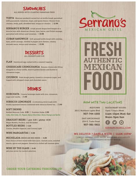 serranos menu|Tacos